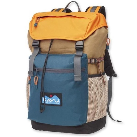 Kavu Handbags - Kavu Timaru Backpack Colorblock Hiking Travel Canvas Bag Rucksack One Size